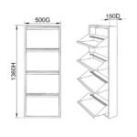 Jessan Ofis 4-Tier Metal Shoe Rack – Anthracite - Image 4