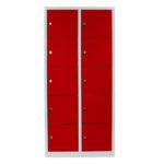 Jessan Office 10-Compartment Teacher & Student Locker – Gray & Red