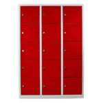 Jessan Ofis 15-Compartment Teacher & Student Locker – Gray-Red