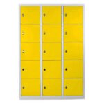 Jessan Ofis 15-Compartment Teacher & Student Locker – Gray-Yellow