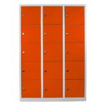 Jessan Ofis 15-Compartment Teacher & Student Locker – Gray-Orange