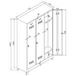 Jessan Ofis 3-Door Eko Locker – Gray-Red - Image 3