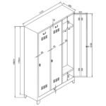 Jessan Ofis 3-Door Standard Locker – Gray-Black - Image 3