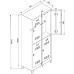 Jessan Ofis 4-Door Standard Locker Cabinet Gray-Red - Image 3