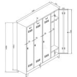 Jessan Ofis 4-Door Side-by-Side Locker Cabinet Gray-Black - Image 3