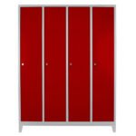 Jessan Ofis 4-Door Side-by-Side Locker Cabinet Gray-Red