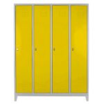 Jessan Ofis 4-Door Side-by-Side Locker Cabinet Gray-Yellow