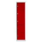 Jessan Ofis 5-Compartment Teacher & Student Locker – Gray-Red