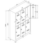Jessan Ofis 6-Door Eco Locker Cabinet Gray-Red - Image 3