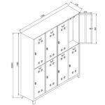 Jessan Office 8-Door Locker - Gray/Black - Image 3