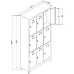 Jessan Ofis 9-Compartment Standard Locker Gray-Red - Image 3