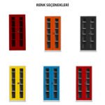 Jessan Ofis 198-Compartment Glass-Door Filing Cabinet – Gray & Red - Image 4