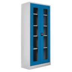Jessan Ofis 198-Compartment Glass-Door Filing Cabinet – Gray & Blue - Image 2