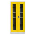 Jessan Ofis 198-Compartment Glass-Door Filing Cabinet – Gray & Yellow