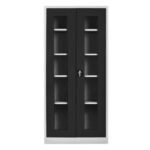 Jessan Ofis 198-Compartment Glass-Door Filing Cabinet – Gray & Black