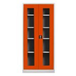 Jessan Ofis 198-Compartment Glass-Door Filing Cabinet – Gray & Orange